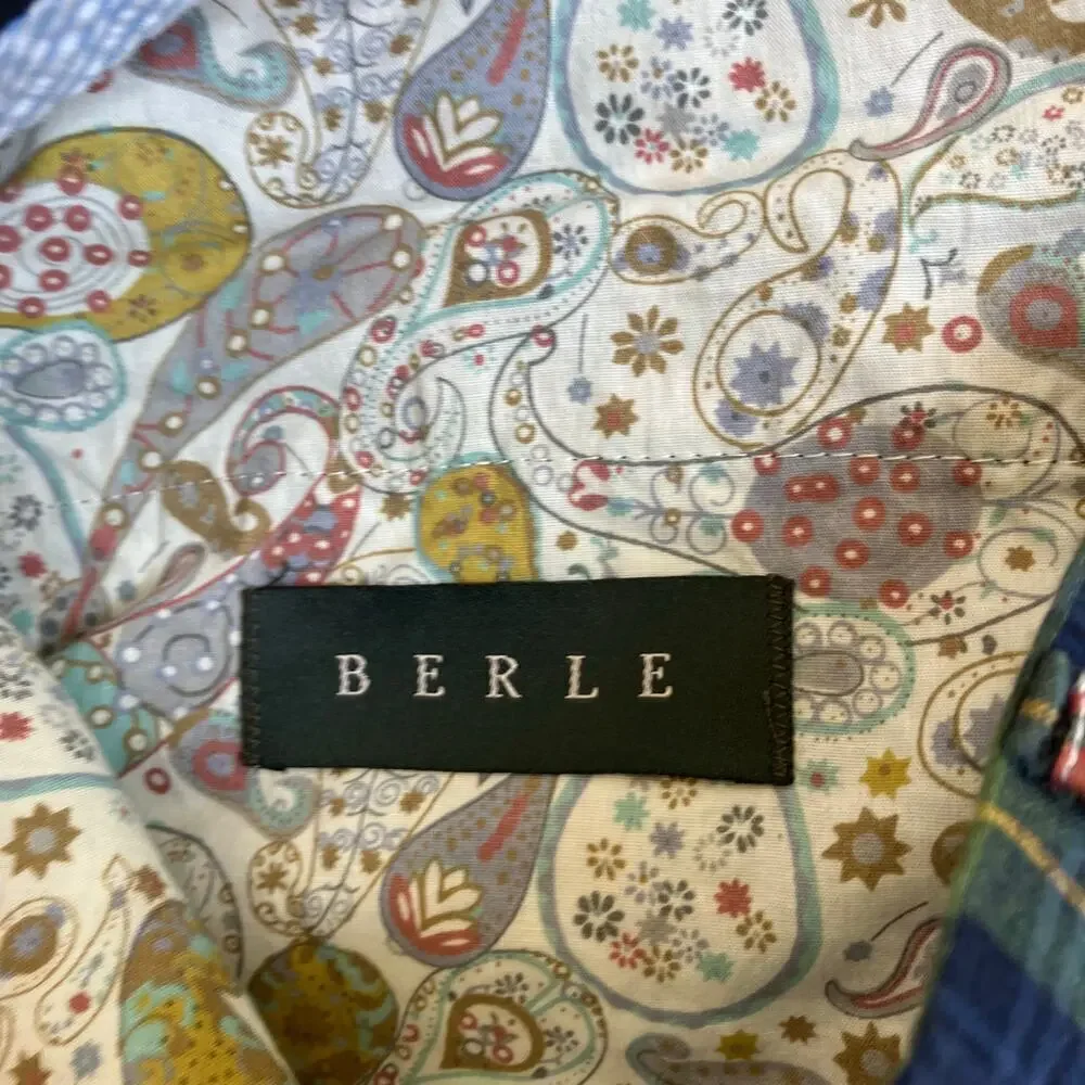 Berle Vintage Cotton Madras Plaid Pleated Front Chino Shorts Preppy Sz 34